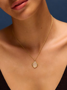 Accessorize London - 14k Gold-Plated White Cloudy Quartz Pendant Necklace