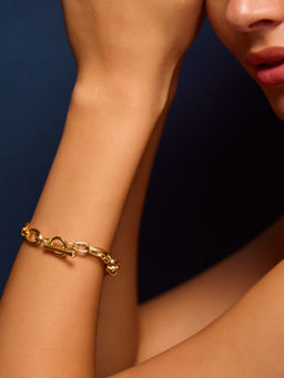 Accessorize London - 14k Gold-Plated Knot Chain T-Bar Bracelet