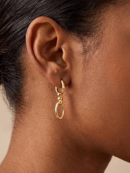 Accessorize London - 14k Gold-Plated Knot Link Drop Hoop Earrings