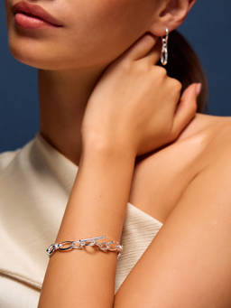 Accessorize London - Sterling Silver-Plated Knot Chain T-Bar Bracelet