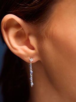 Accessorize London - Sterling Silver-Plated Blue Quartz Chain Drop Earrings