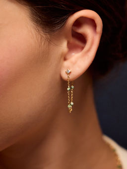 Accessorize London - 14k Gold-Plated White Aventurine Chain Drop Earrings