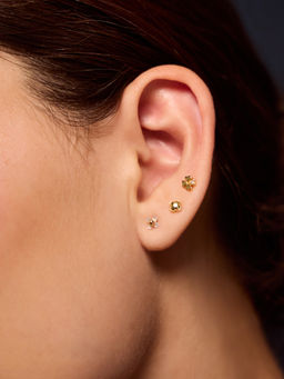 Accessorize London - 14k Gold-Plated Clover Stud Earrings (Pack of 3)