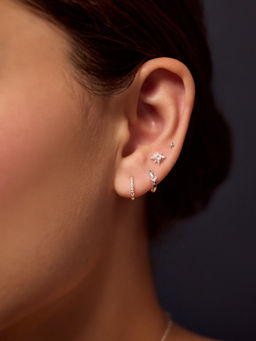 Accessorize London - Sterling Silver-Plated White Celestial Stud and Hoop Earrings (Pack of 4)