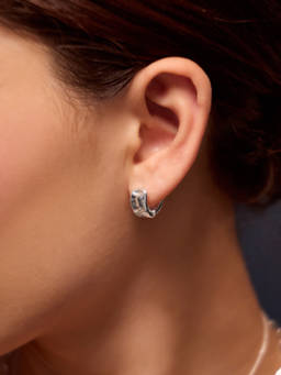 Accessorize London - Sterling Silver-Plated Molten Huggie Hoop Earrings