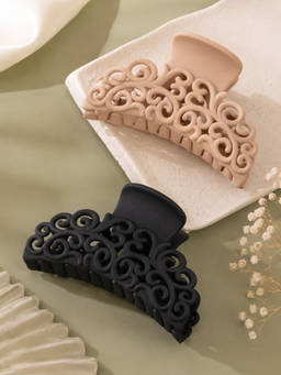 OOMPH - Multi-Color Floral Shape Hair Claws (Pack Of 2)