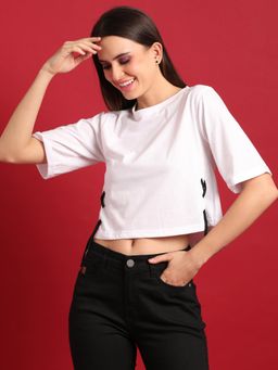 PINACOLADA - Women Solid Stylish Casual Crop Top