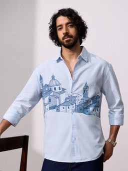 The Souled Store - Blue Relaxed-Fit: Cityscape Relaxed Shirt