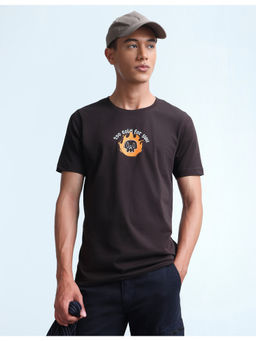 Flying Machine - Brown Printed Regular Fit T-shirt
