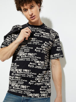 max - Black Typographic Print T-shirt