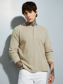 max - Beige Textured T-shirt