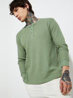 max - Green Textured T-shirt