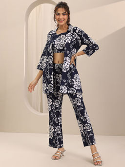 Libas - Blue Floral Printed Co-Ord (Set of 3)