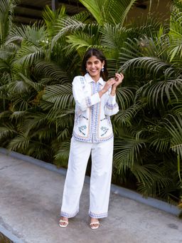 AADEWS - White Josphine Embroidered Co-Ord (Set of 2)