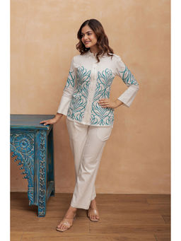 AADEWS - Blue Zuri Embroidered Co-Ord (Set of 2)