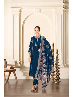 BulBul - Almina Navy Blue Silk Kurta & Pant with Dupatta (Set of 3)