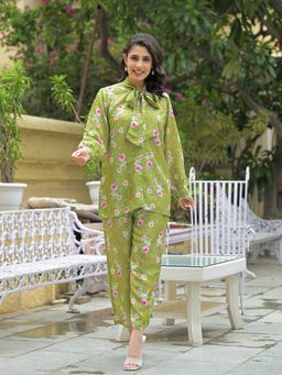 Divena - Muslin Green Printed Co-Ord (Set of 2)