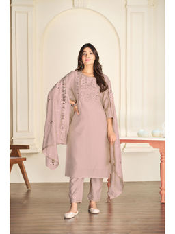 BulBul - Prachi Silk Beige Kurta & Pant with Dupatta (Set of 3)