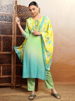 VISHUDH - Multi-Color Women Ombre Embroidery Kurta & Pant with Dupatta (Set of 3)