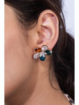 MINJI AND CO. - Designer Fashion Silver Plated Brass Refined Look Studs Earrings