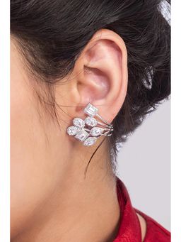 MINJI AND CO. - Long Drop Minimal Silver Plated Brass Refined Look Studs Earrings