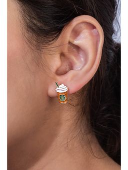 MINJI AND CO. - Geometric Shape Gold Plated Brass Refined Look Studs Earrings
