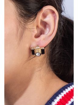 MINJI AND CO. - Contemporary Gold Plated Brass Refined Look Studs Earrings