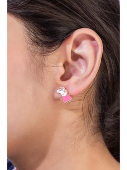 MINJI AND CO. - Contemporary Gold Plated Brass Refined Look Studs Earrings