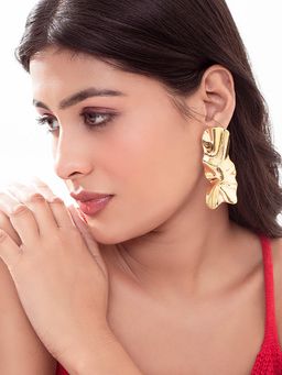 MINJI AND CO. - Abstract Wave Gold Plated Brass Drop Earrings