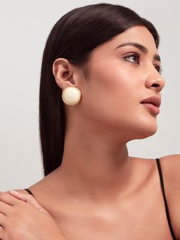 MINJI AND CO. - Vintage Round Gold Plated Brass Drop Earrings