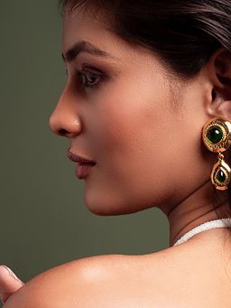 MINJI AND CO. - Crystal Dropped Teardrop Gold Plated Brass Drop Earrings
