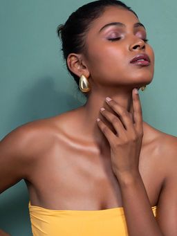 MINJI AND CO. - Crystal Dropped Teardrop Gold Plated Brass Drop Earrings