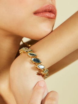 Isharya - Marquise Mirror Bolo Adjustable Bracelet In 18Kt Gold Plated