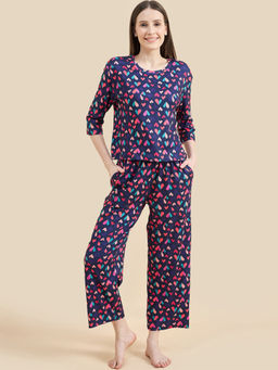 July Nightwear - Women Navy T-Shirt and Pyjama (Set of 2)