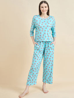 July Nightwear - Women Blue T-Shirt and Pyjama (Set of 2)