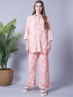 July Nightwear - Women Pink Long Top and Pyjama (Set of 2)
