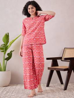July Nightwear - Women Orange Top and Pyjama (Set of 2)