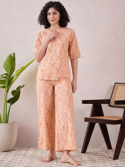July Nightwear - Women Orange Top and Pyjama (Set of 2)