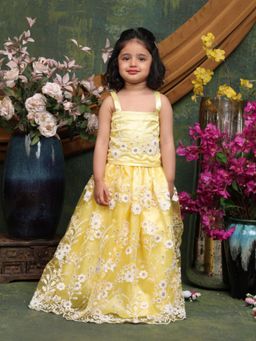 SAKA DESIGNS - Yellow Floral Regular Fit Blouse and Lehenga