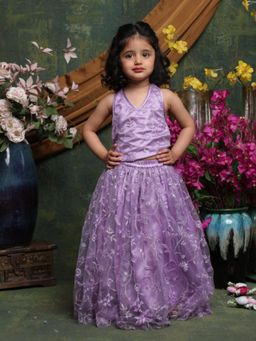 SAKA DESIGNS - Lavender Embroidered Regular Fit Blouse and Lehenga