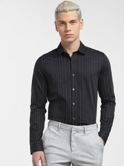 Jack & Jones - Black Striped Full Sleeves Shirt