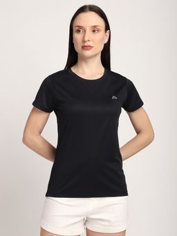 R&B - Black Solid Plain Regular Women T-Shirt