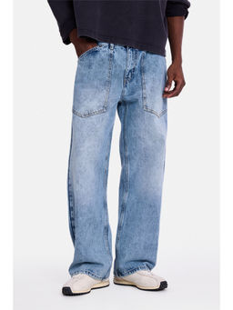 Snitch - Light Blue Acid Wash Loose Casual Jeans for Men