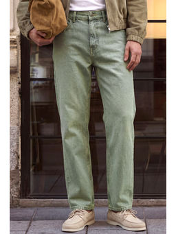 Snitch - Sage Green Washed Straight Casual Jeans for Men