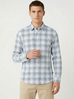 Wrangler - Blue Pure Cotton Half Sleeves Regular Fit Checks Shirts