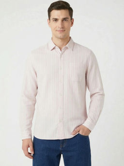 Wrangler - Pink Pure Cotton Full Sleeves Regular Fit Stripes Shirts