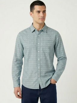 Wrangler - Green Pure Cotton Full Sleeves Regular Fit Printed Shirts