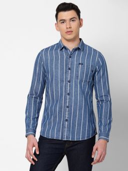 Lee - Men's Stripes Blue Shirt Slim Fit
