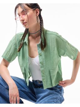 Bewakoof - Womens Green Cargo Crop Shirt