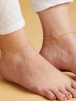Zavya - Lotus Gold Plated 925 Sterling Silver Chained Anklet